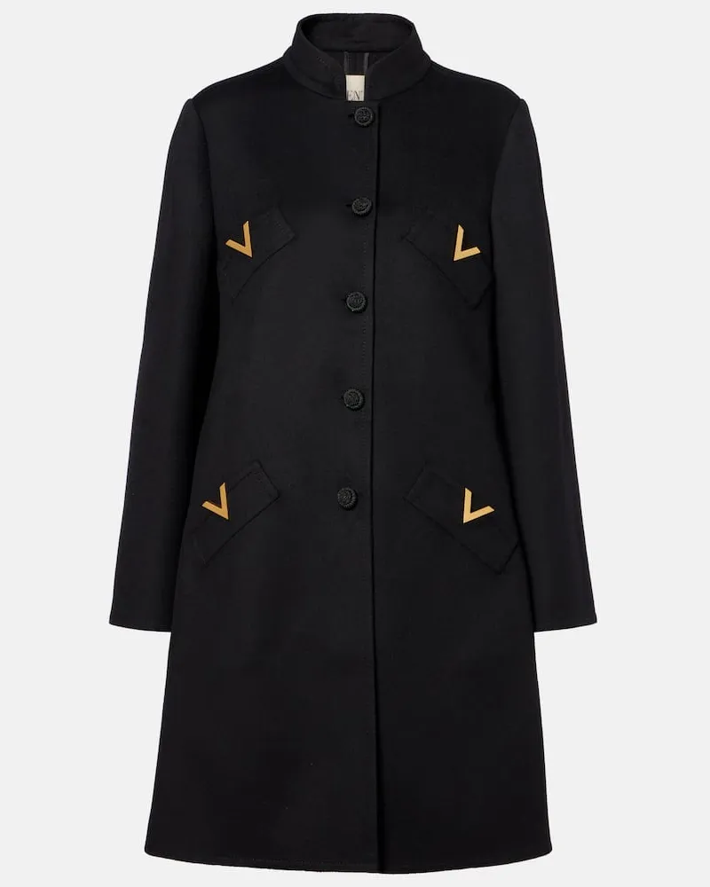Valentino Garavani Mantel VGold aus Wolle und Kaschmir Schwarz