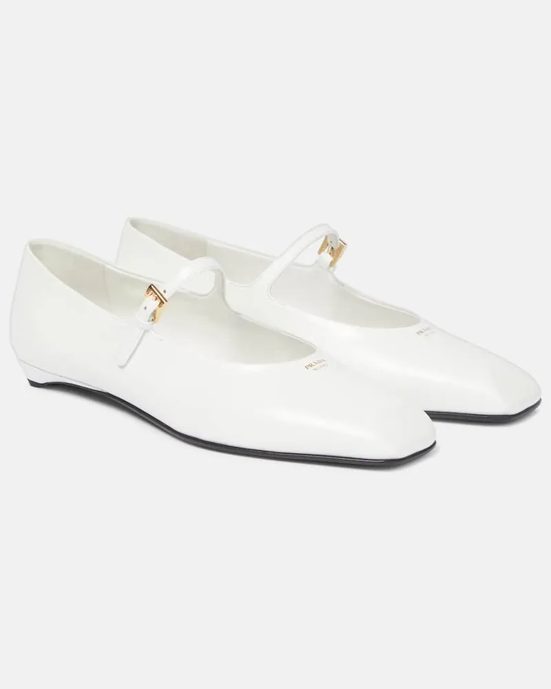 Prada Mary-Jane-Ballerinas aus Leder Weiß