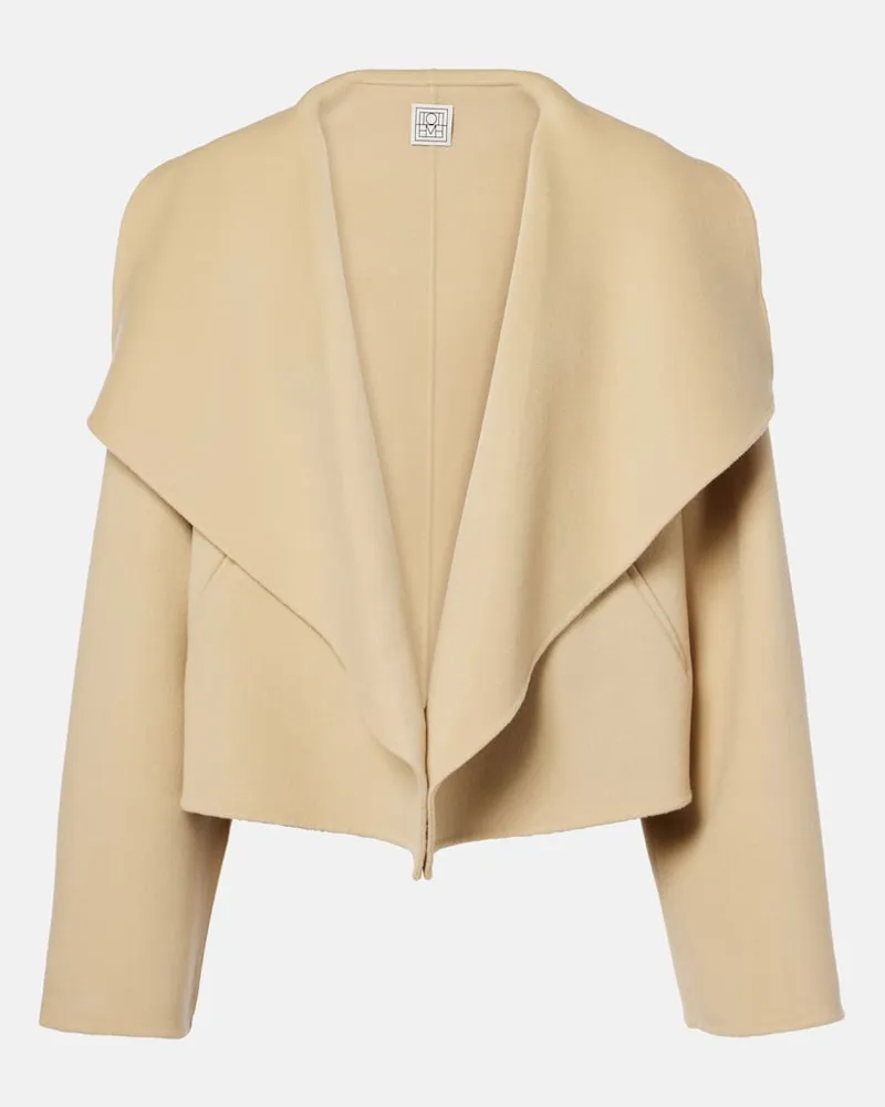 Totême Cropped-Jacke Signature aus Woll-Doublé Beige