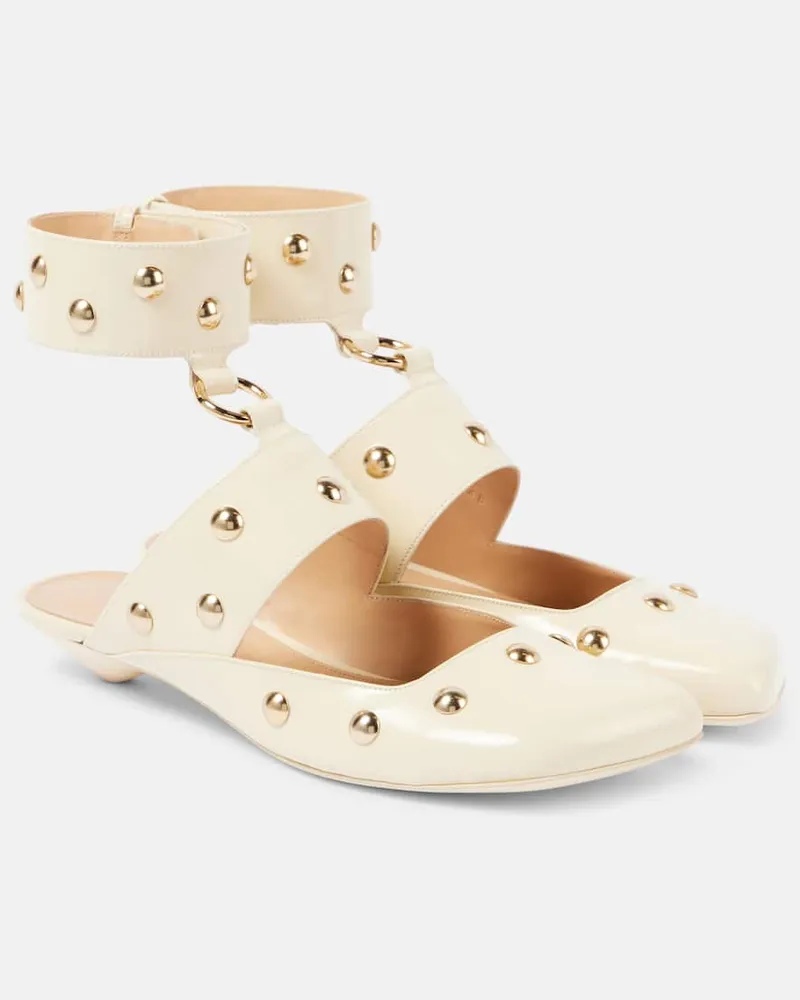 Chloé Chloé Verzierte Mules Jade aus Leder Weiß
