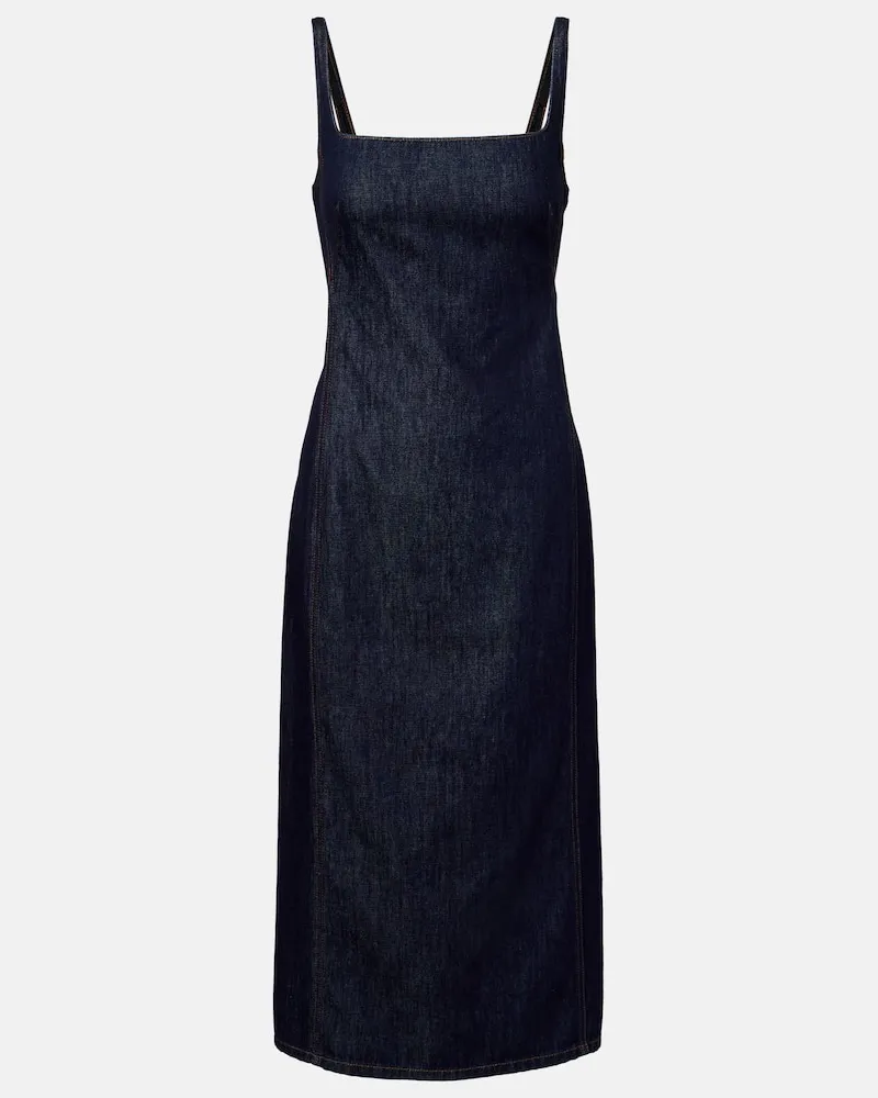 Dries van Noten Midikleid aus Denim Blau