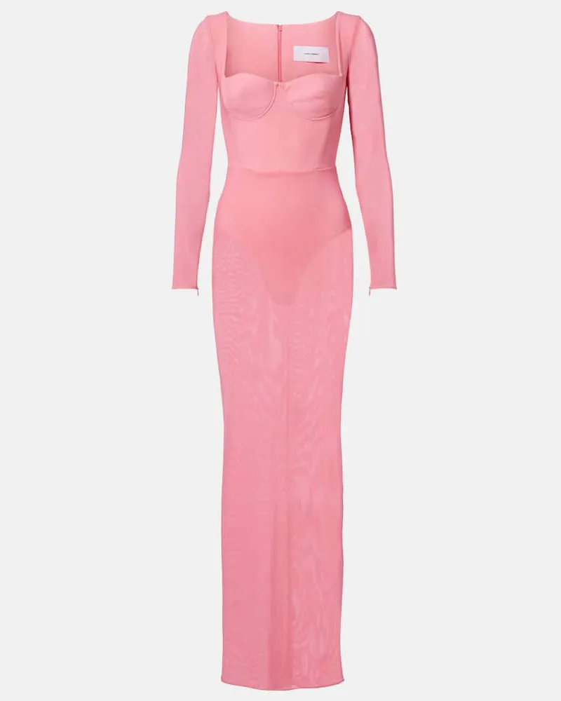 Alex Perry Maxikleid aus Mesh Rosa