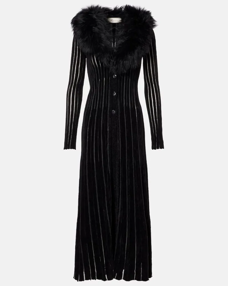 Blumarine Maxikleid mit Shearling Schwarz