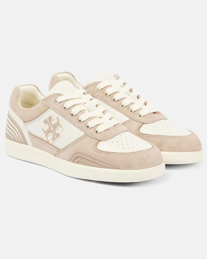 Tory Burch Sneakers Clover Court aus Veloursleder und Leder Rosa