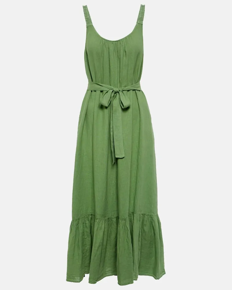 Velvet Maxikleid aus Leinen Grün