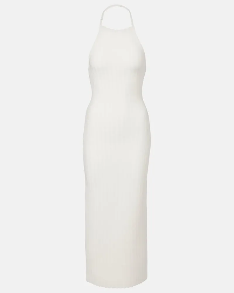 Jacquemus Midikleid Tablier aus Strick Weiß