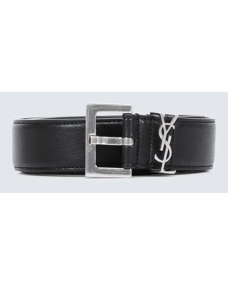 Saint Laurent Gürtel Cassandre aus Leder Schwarz