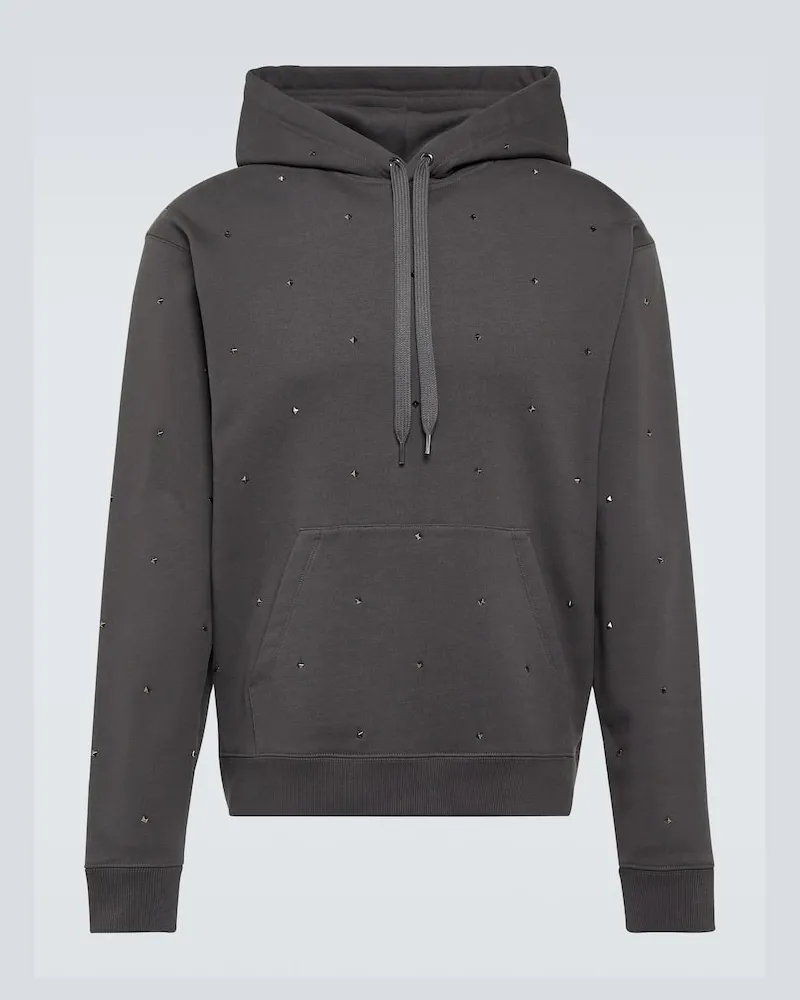 Valentino Garavani Hoodie Rockstud aus Baumwoll-Jersey Grau
