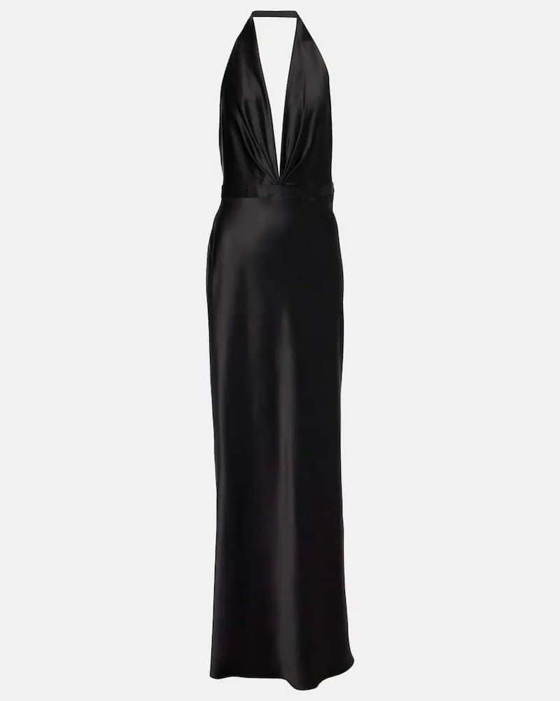 Nili Lotan Robe Essy aus Seiden-Charmeuse Schwarz