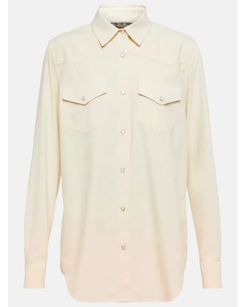 Loro Piana Hemd Yelena aus Baumwoll-Chambray Nude