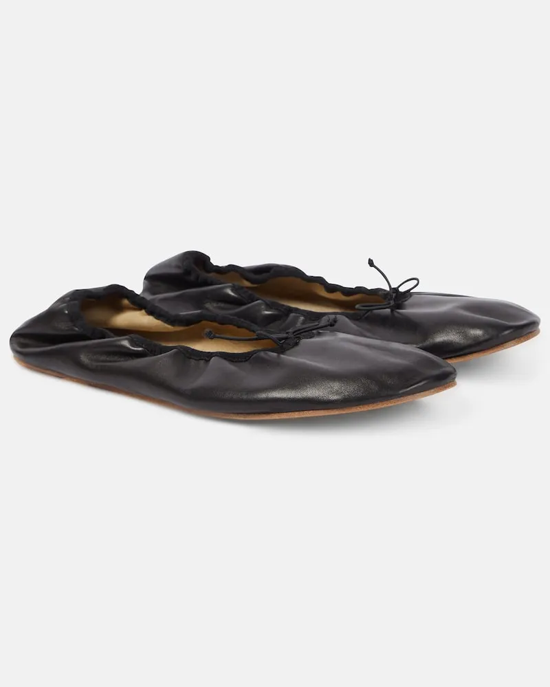 The Row Ballerinas aus Leder Schwarz
