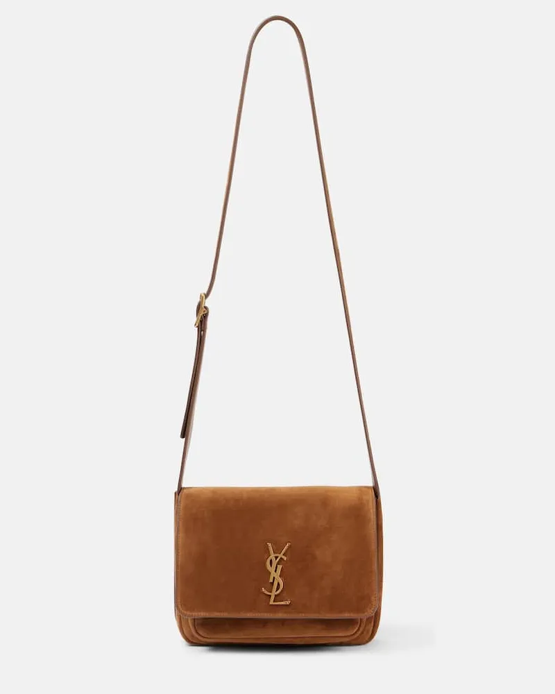 Saint Laurent Schultertasche Niki aus Veloursleder Braun
