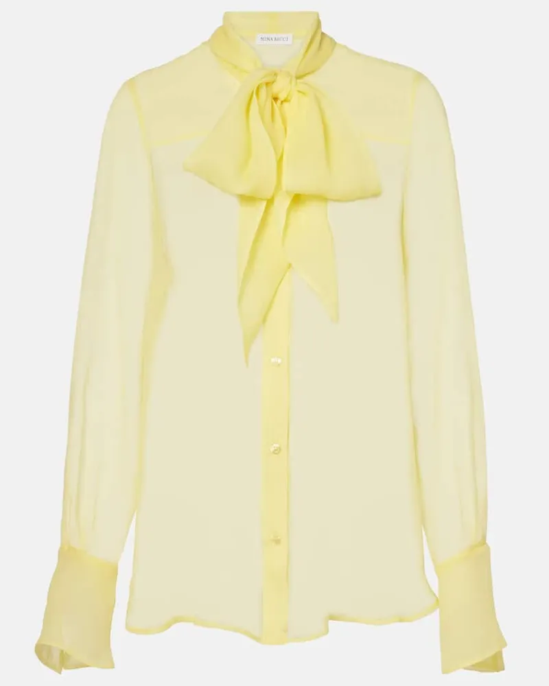 Nina Ricci Bluse aus Seidenchiffon Gelb