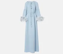 Robe aus Cady Couture mit Federn