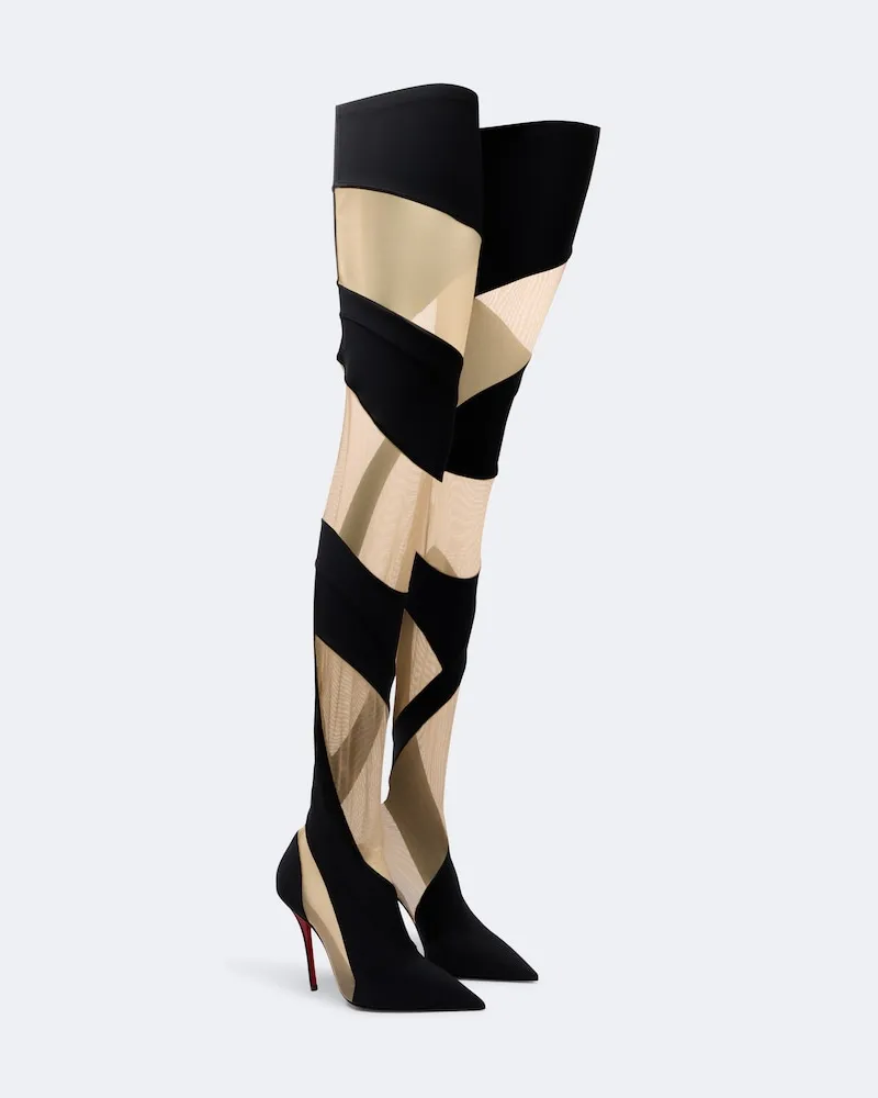 Christian Louboutin Overknee-Stiefel Zeetozee mit Mesh Schwarz