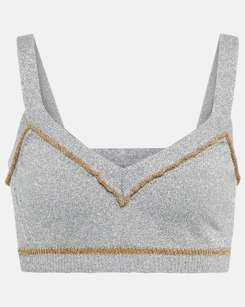 Paco Rabanne Cropped-Top aus Strick Silber