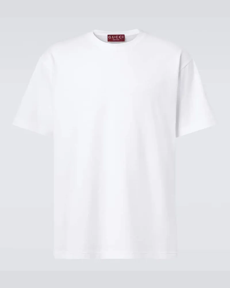 Gucci T-Shirt Double G aus Baumwoll-Jersey Weiß