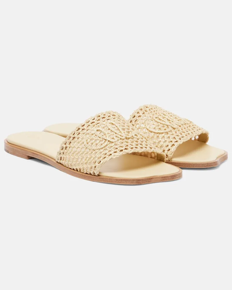 Chloé Chloé Bestickte Pantoletten Soleil Beige