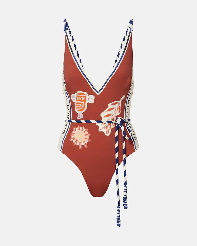 ALEMAIS Alémais Bedruckter Badeanzug Soleil D'Amour Braun