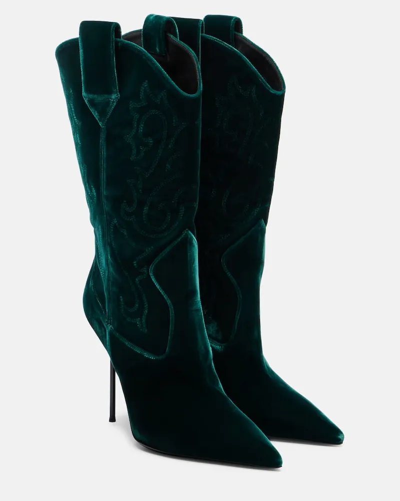 Paris Texas Westernstiefel Lidia 105 aus Samt Grün