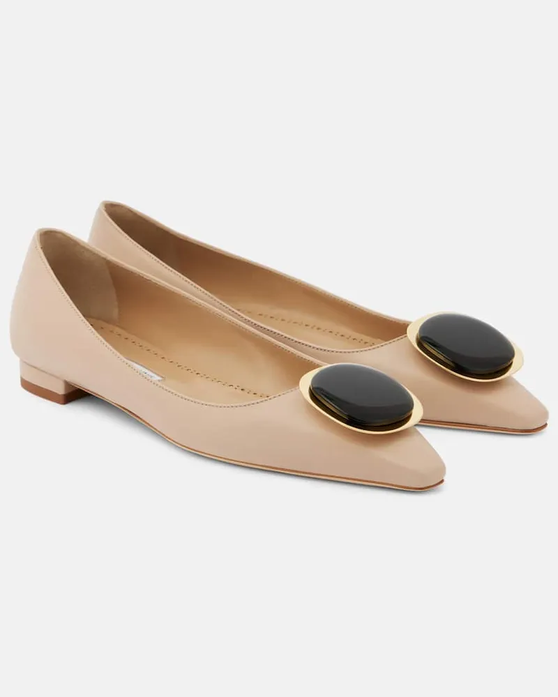 Manolo Blahnik Ballerinas Chiaran aus Leder Beige