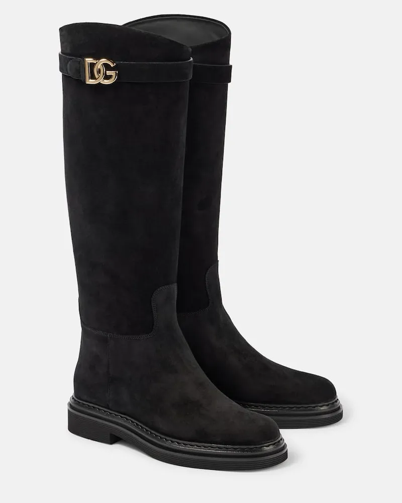 Dolce & Gabbana Stiefel aus Veloursleder Schwarz