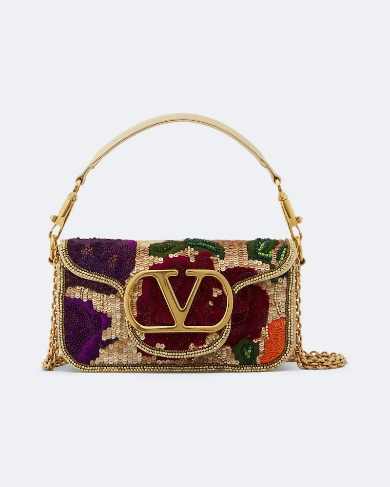 Valentino Garavani Verzierte Henkeltasche VSling Mini aus Satin Multicolor