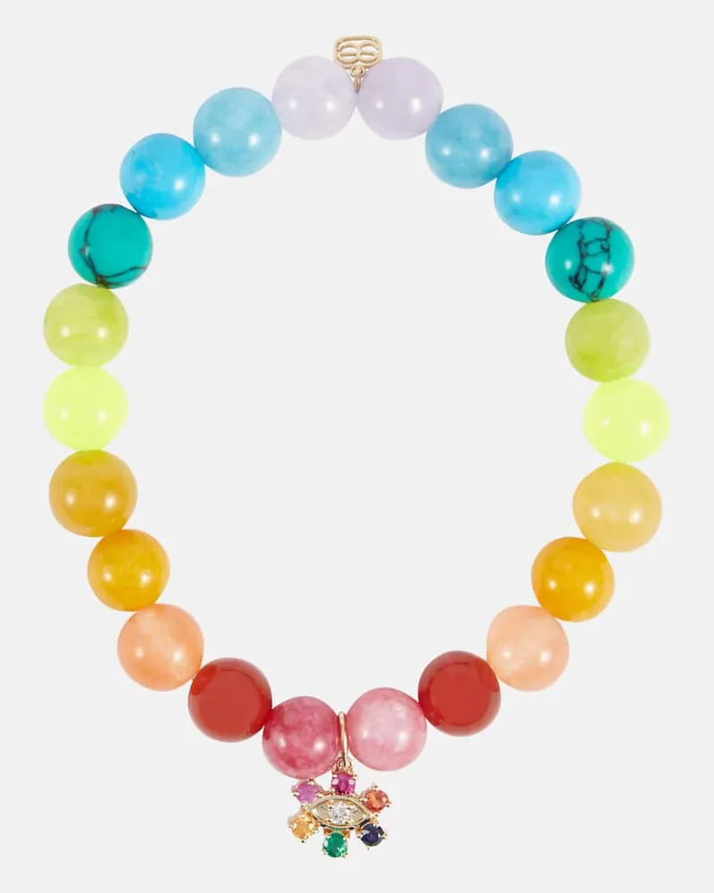 Sydney Evan Armband Little Loves aus Jade mit 14kt Gelbgold und Edelsteinen Multicolor