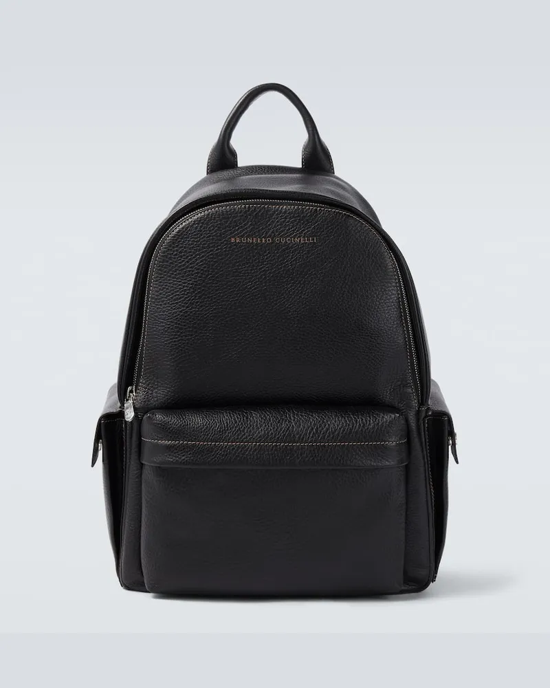 Brunello Cucinelli Rucksack aus Leder Schwarz