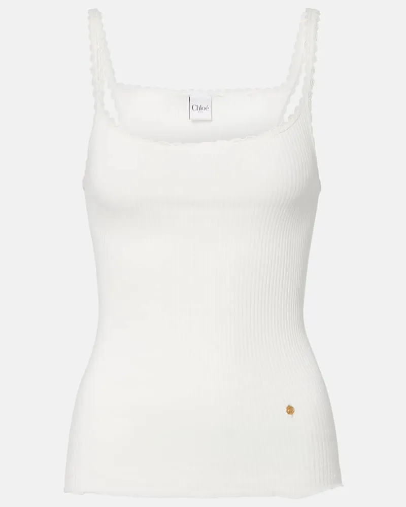 Chloé Chloé Top aus Baumwolle mit Spitze Weiß