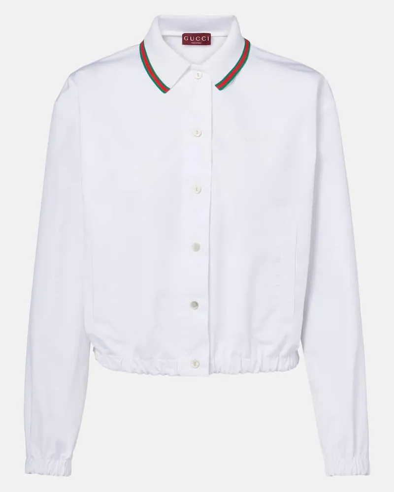 Gucci Hemd Web Stripe aus Baumwollpopeline Weiß