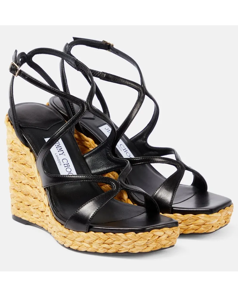 Jimmy Choo Espadrille-Sandalen Ayla 110 aus Leder Schwarz