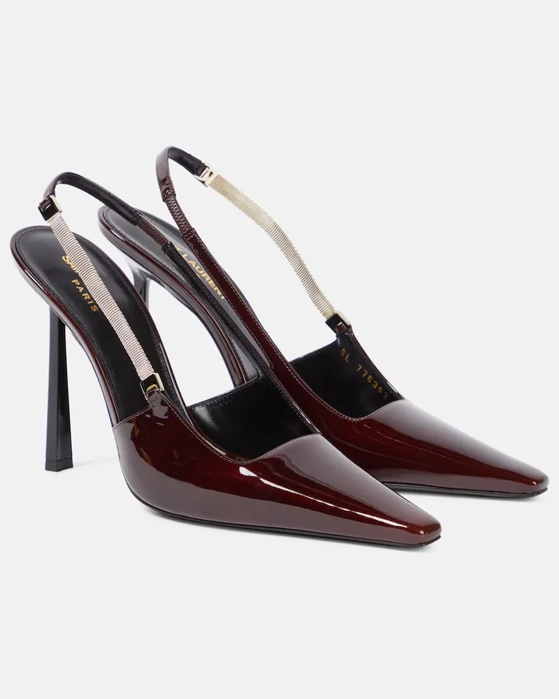 Saint Laurent Slingback-Pumps Blake 110 aus Lackleder Braun