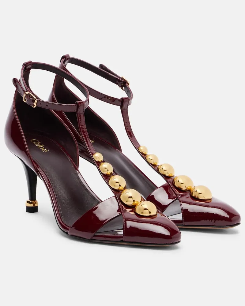 Chloé Chloé Verzierte Pumps Cleia 70 aus Lackleder Burgund