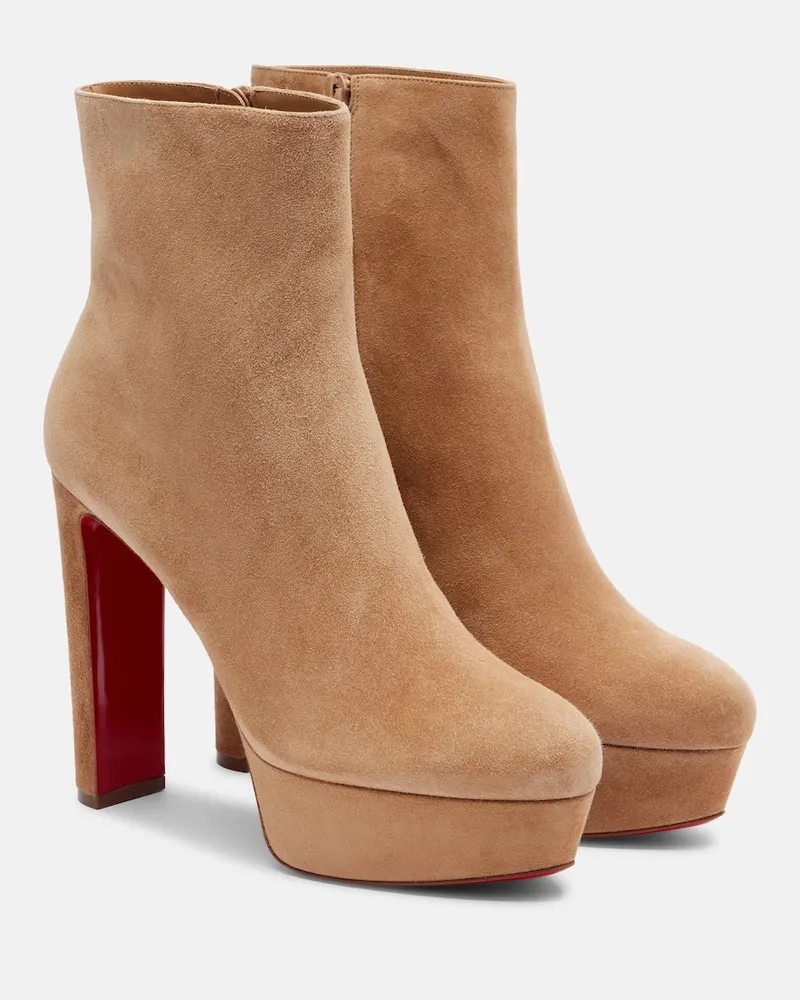 Christian Louboutin Ankle Boots Loo 130 aus Veloursleder Beige