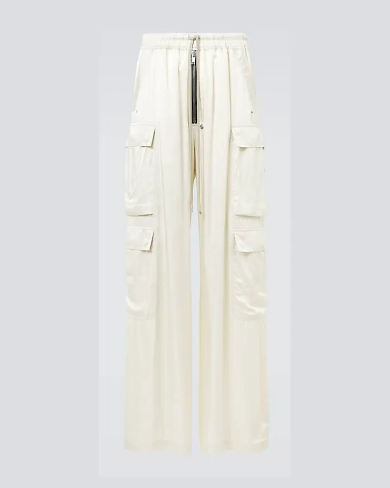 Rick Owens Cargohose Cargobelas aus Charmeuse Weiß