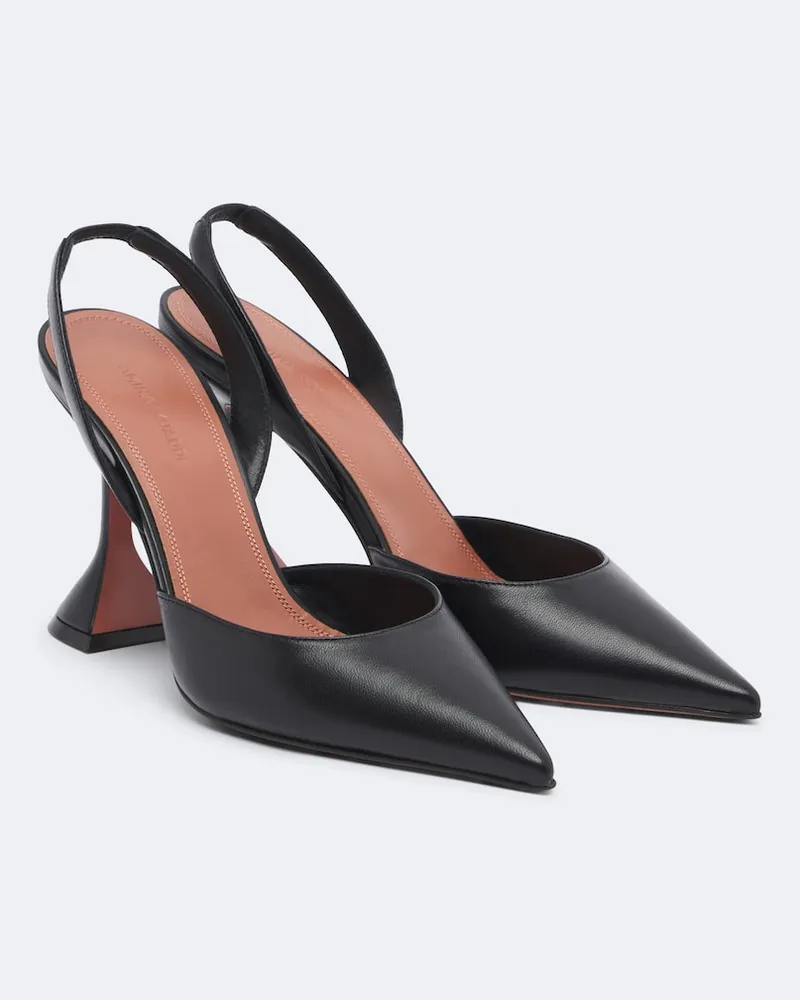 Amina Muaddi Slingback-Pumps Holli aus Leder Schwarz