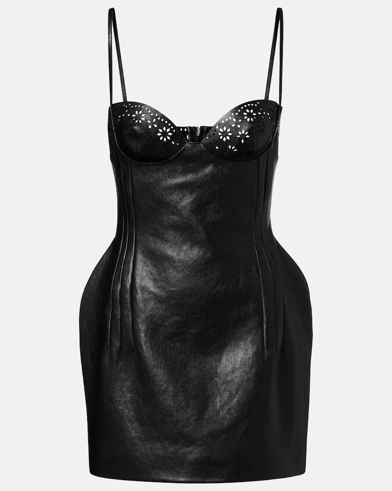 Magda Butrym Minikleid aus Leder Schwarz