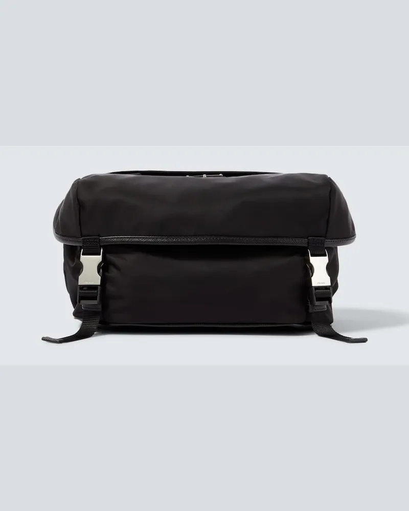 Prada Messenger Bag aus Re-Nylon mit Leder Schwarz