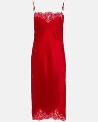 Stella McCartney Slipdress aus Satin mit Spitze Rot