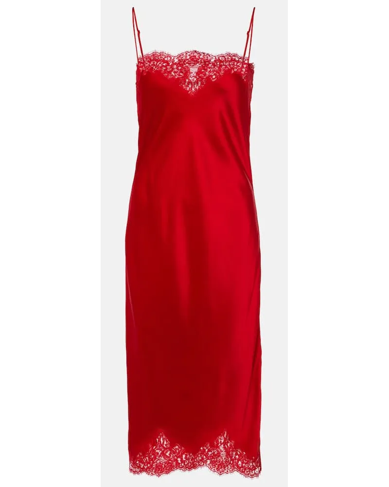 Stella McCartney Slipdress aus Satin mit Spitze Rot