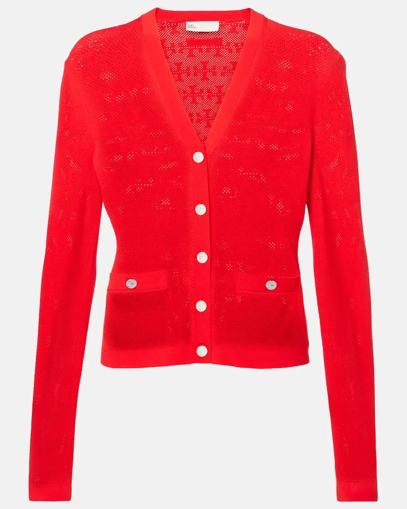 Tory Burch Cardigan T Monogram aus Jacquard Rot