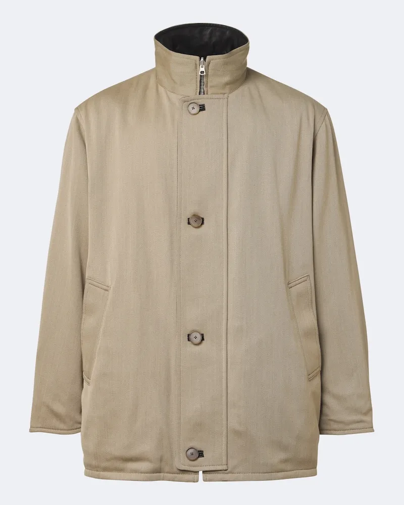 AURALEE Wendbare Jacke aus Wolle und Leder Beige