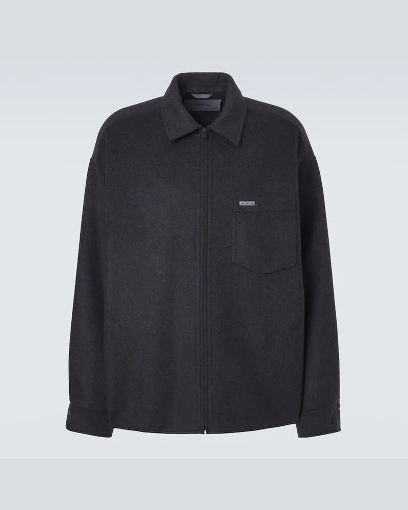 Balenciaga Hemdjacke aus einem Wollgemisch Grau