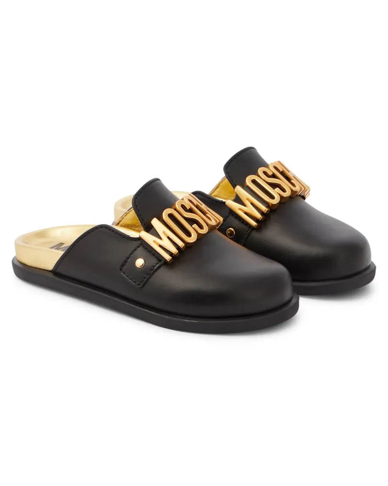 Moschino Pantoletten aus Leder Schwarz