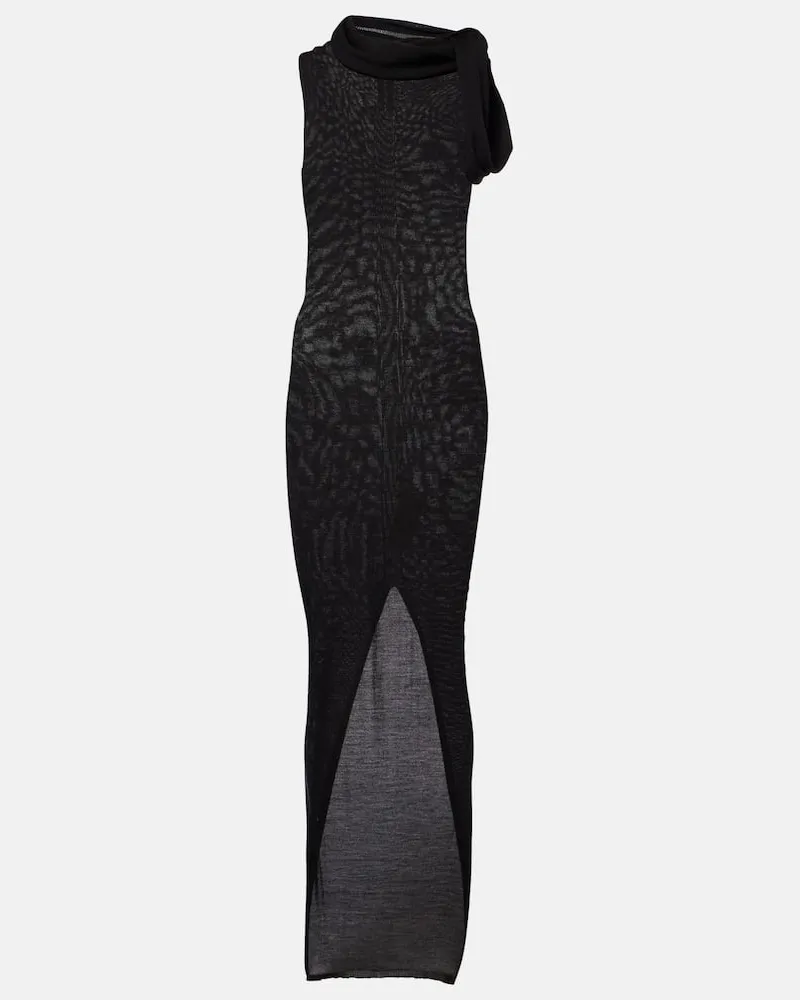 Rick Owens Maxikleid Banded T aus Schurwolle Schwarz