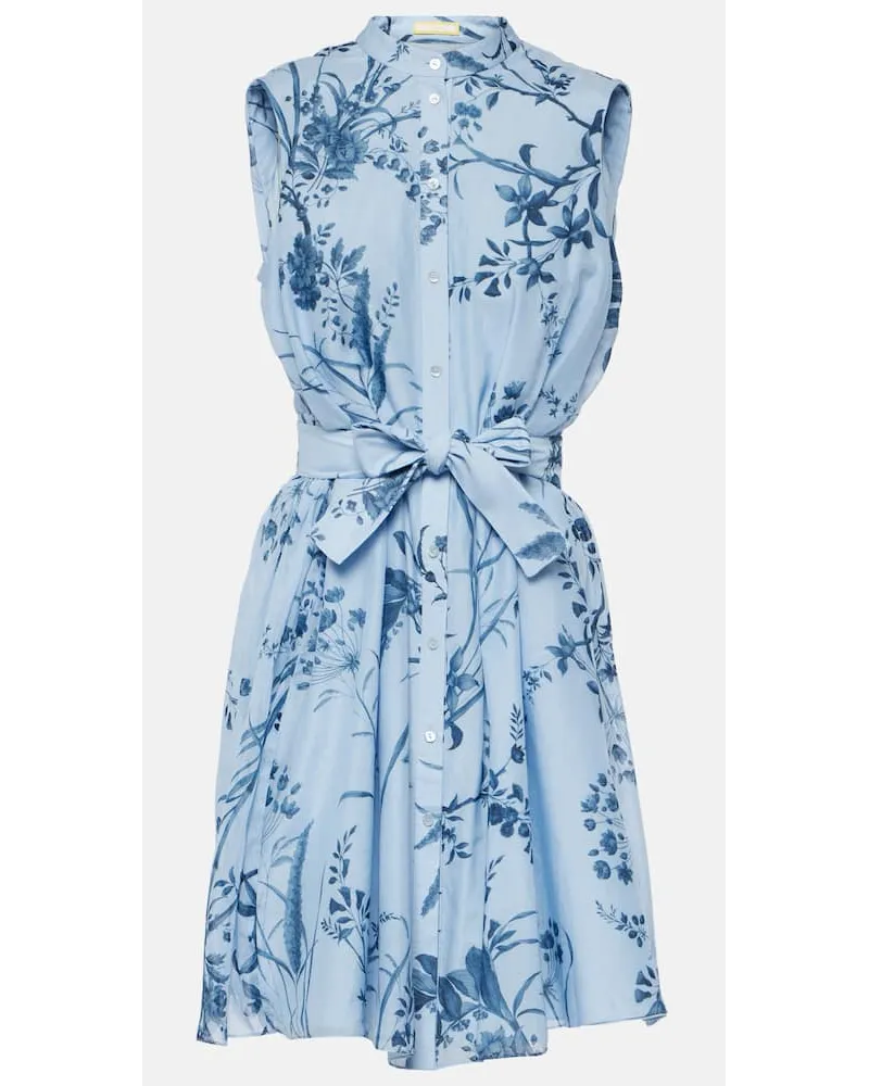 Erdem Bedrucktes Minikleid aus Voile Blau