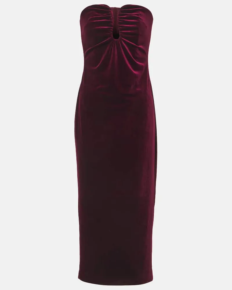 Self-Portrait Midikleid aus Samt Rot