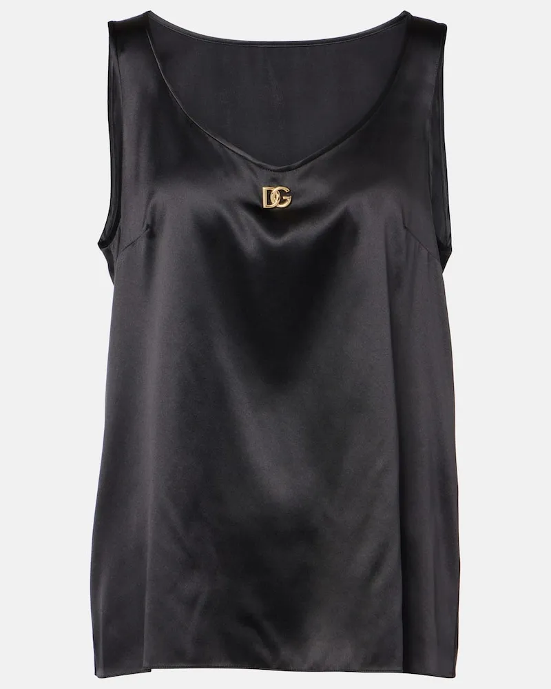 Dolce & Gabbana Top DG aus Satin Schwarz