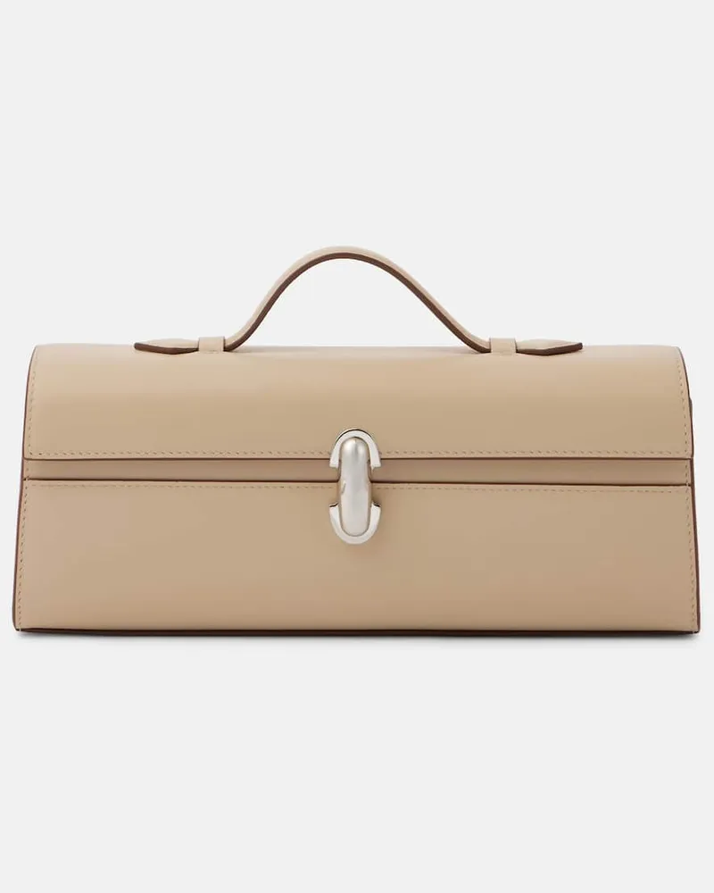 SAVETTE Tote Symmetry Pochette Slim aus Leder Beige